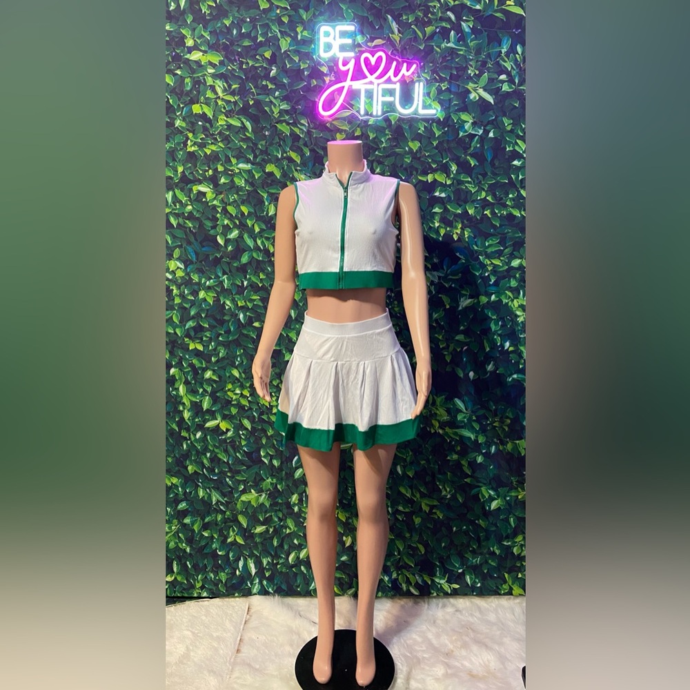 Green and White Women's Skirt